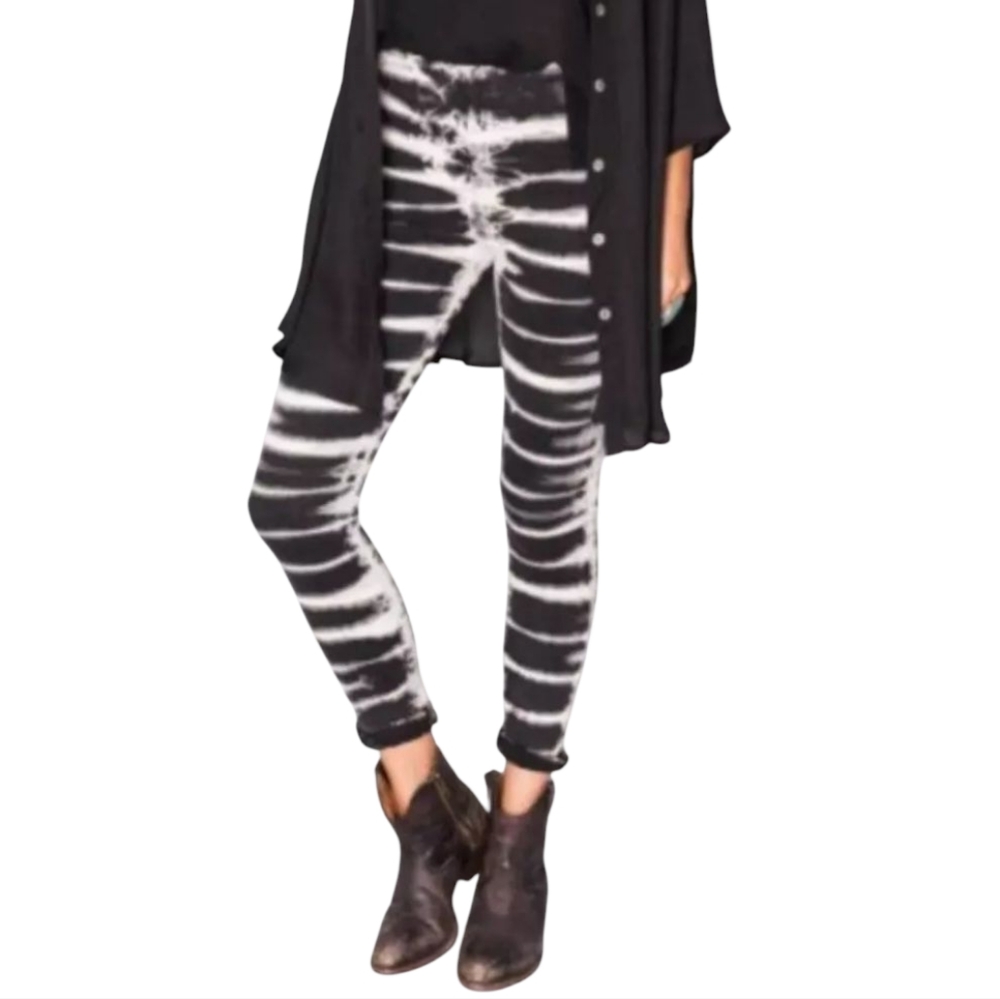 MUMU BLUE Soho Skinnies Blk/Wht Tie-Dyed Jeggings Jeans Sz S